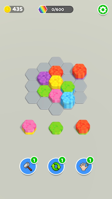 六边形堆栈排序颜色合并